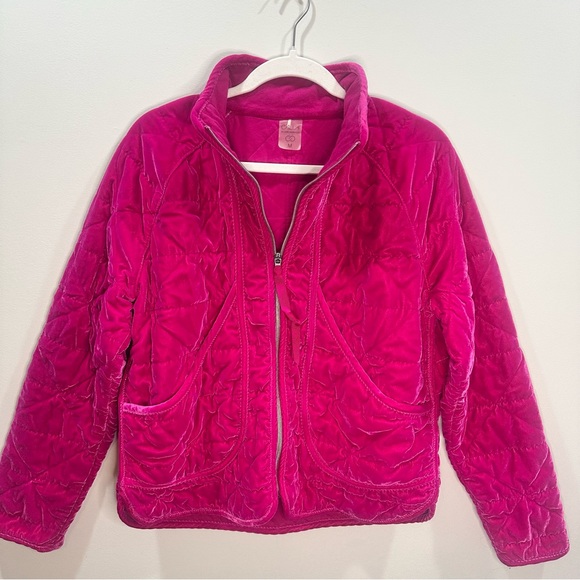Calia Carrie Underwood Hot Pink Velvet Quilted Full-Zip Pockets Jacket, Medium - Picture 1 of 14